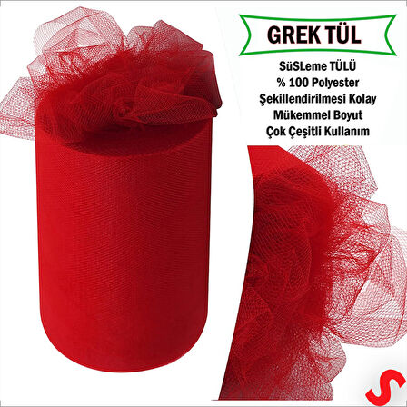 SüSLeme Tülü Grek Tül Rulo, 66 cm x 10 mt - Kırmızı