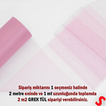 SüSLeme Tülü Grek Tül, 2 mt en x 1 mt uzunluk - Pembe
