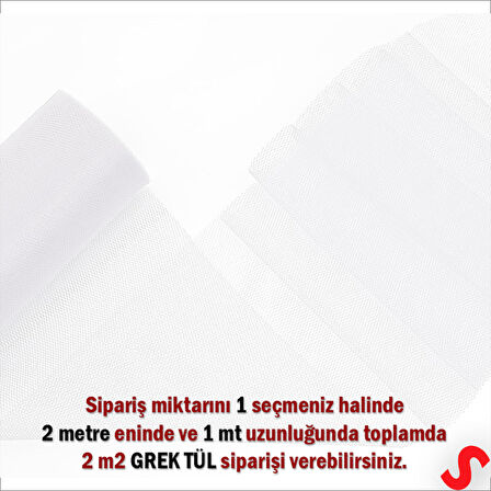 SüSLeme Tülü Grek Tül, 2 mt en x 1 mt uzunluk - Beyaz