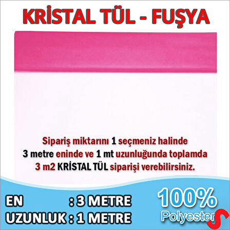 SüSLeme Tülü Kristal Tül, 3 mt en x 1 mt uzunluk - Fuşya
