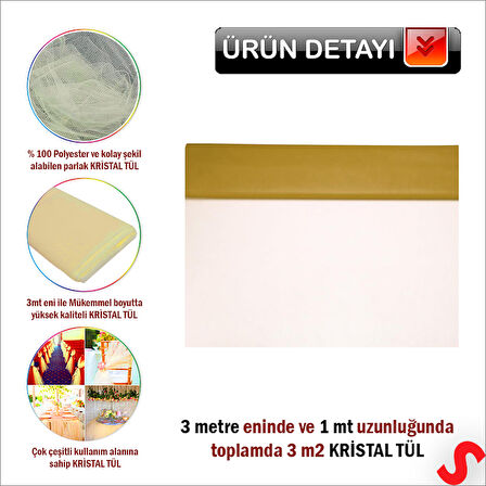 SüSLeme Tülü Kristal Tül, 3 mt en x 1 mt uzunluk - Altın