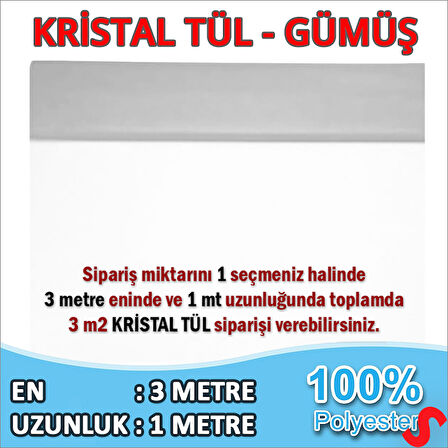 SüSLeme Tülü Kristal Tül, 3 mt en x 1 mt uzunluk - Gümüş