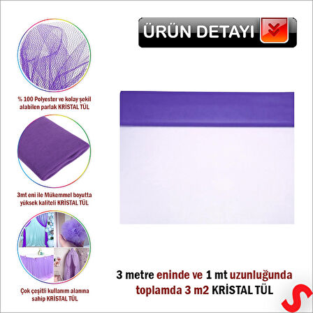SüSLeme Tülü Kristal Tül, 3 mt en x 1 mt uzunluk - Mor