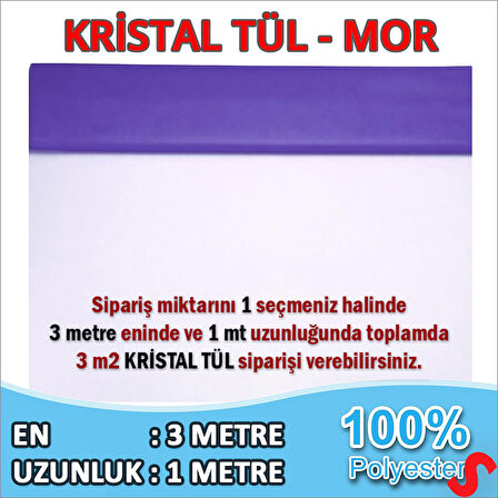 SüSLeme Tülü Kristal Tül, 3 mt en x 1 mt uzunluk - Mor