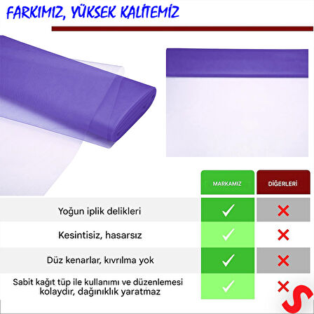 SüSLeme Tülü Kristal Tül, 3 mt en x 1 mt uzunluk - Mor