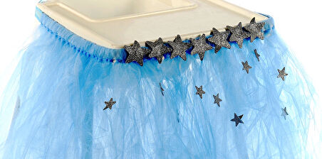 Mama Sandalyesi Tütü Etek, Kristal Tüllü, 10 m2, Mavi