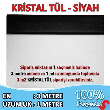 SüSLeme Tülü Kristal Tül, 3 mt en x 1 mt uzunluk - Siyah