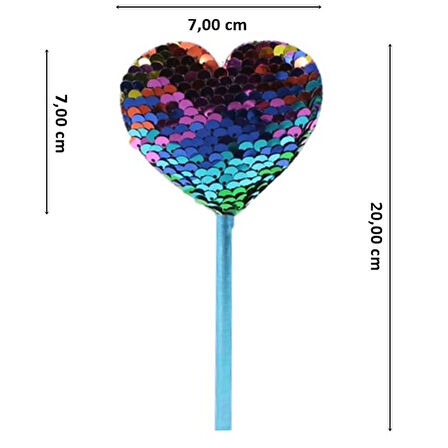 Pul Payetli Gökkuşağı Kalp Kurşun Kalem