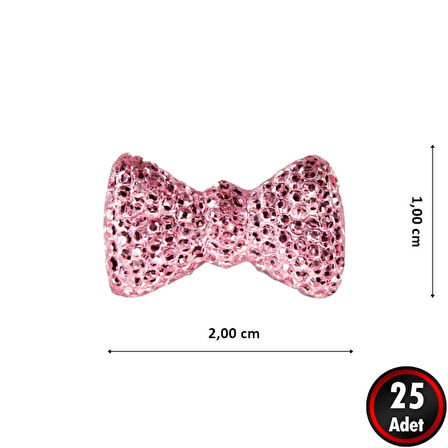 Polyester Papyon Fiyonk, 2,0 x 1,0 cm - 25 Adet - PEMBE