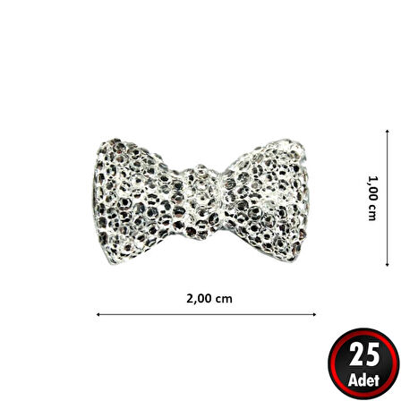 Polyester Papyon Fiyonk, 2,0 x 1,0 cm - 25 Adet - GÜMÜŞ