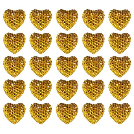 Polyester Kalp Fiyonk, 1,3 cm - 25 Adet - ALTIN