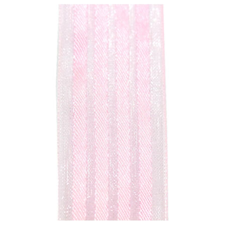 Şifon Kurdele, 4 Yollu ve Saten Çizgili, 2,50 cm x 23 mt - PEMBE