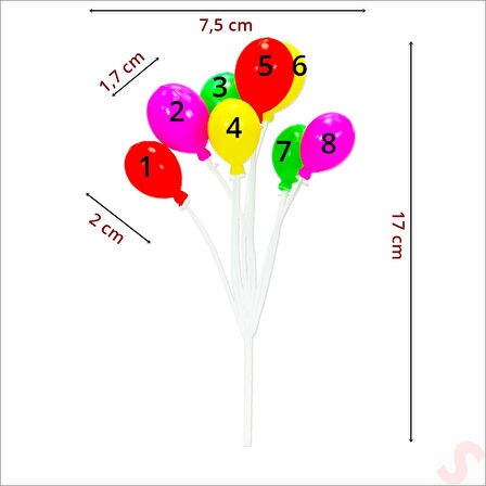 Plastik Minyatür 8'li Demet 17cm Teraryum Obje - Balon