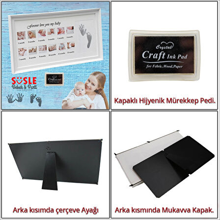 Bebek El ve Ayak İzli Resim Çerçevesi, 39cm x 21cm - 12 Ay