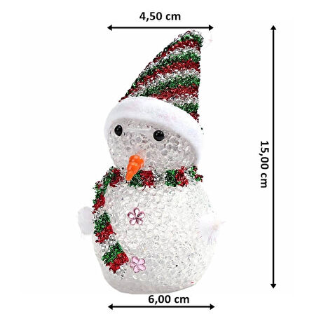 Renk Değiştiren Pilli, Led Kardan Adam - 15cm x 6cm