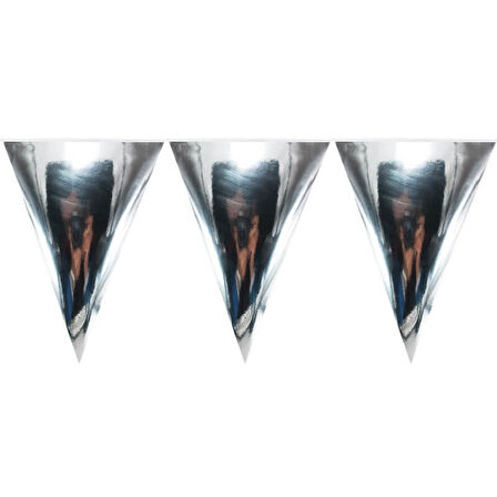 Üçgen Bayrak Flama, 2,10 mt. Metalik Gümüş