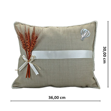 Kuru Çiçek Tanzimli, Jüt Kumaş Takı Yastığı