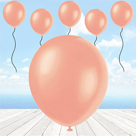 Metalik Parlak Balon, 10 Adet - Rose Gold 