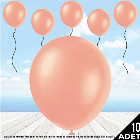 Metalik Parlak Balon, 10 Adet - Rose Gold 