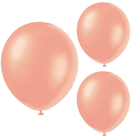 Metalik Parlak Balon, 10 Adet - Rose Gold 