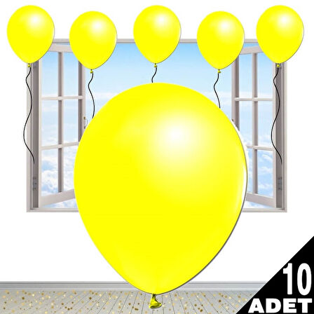 Metalik Parlak Balon, 10 Adet - Sarı 
