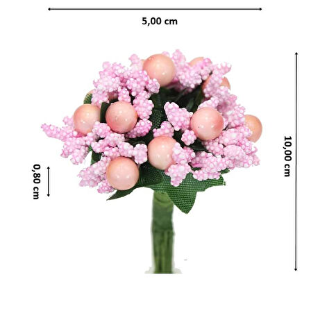 Yapay Çiçek, 12 Adetli Tomurcuk Cipso, 10 cm, Pembe - 6 Demet