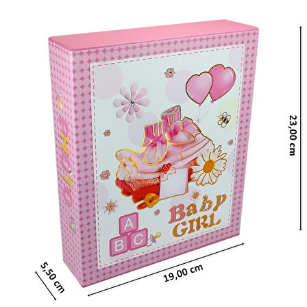 Bebek Fotoğraf Albümü 80 Resimlik Kutulu, ABC Modeli - Pembe