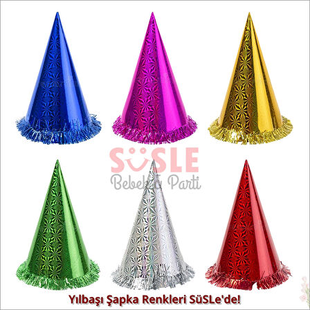Hologram Karton Şapka, 32 cm - Gümüş