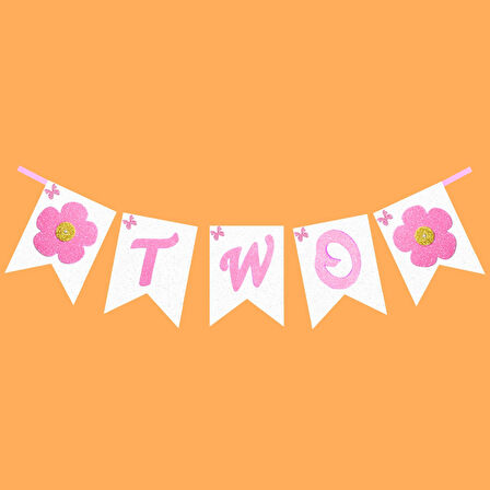 2 Yaş Doğum Günü Two Simli Eva Uzar Yazı, 70 cm - Pembe