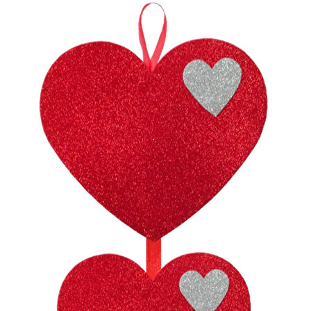 Sarkıt 3'lü Kalp Asma Simli Eva Süs - 45 cm x 30 cm