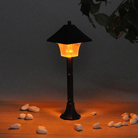 2 Renk Işıklı Pilli Led,Teraryum Obje Sokak Lambası - 12,5cm