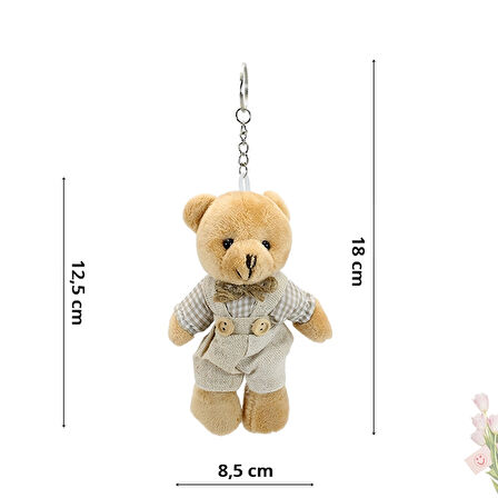 Peluş Kıyafetli Ayıcık Anahtarlık, 12,5 x 8,5 cm - Erkek Model