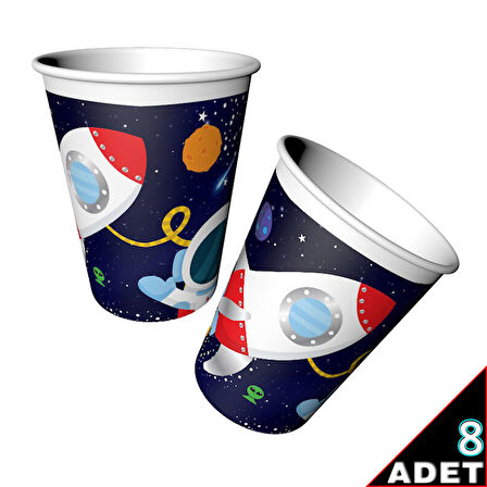 Kozmik Galaksi Uzay Temalı Karton Bardak - 8 Adet