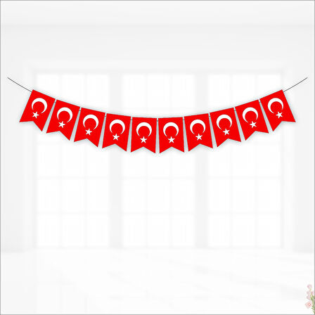 Türk Bayrağı Flama Seti, 17cm x 11cm - 10'lu