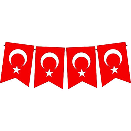 Türk Bayrağı Flama Seti, 17cm x 11cm - 10'lu