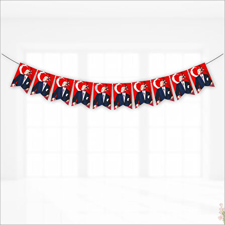 Bayraklı Atatürk Flama Seti, 17cm x 11cm - 10'lu