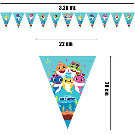 Baby Shark Üçgen Bayrak Flama - 3,20 mt.