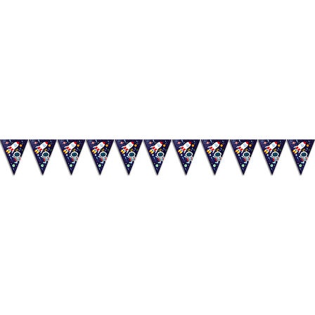 Kozmik Galaksi Uzay Temalı Üçgen Bayrak Flama - 3,20 mt.