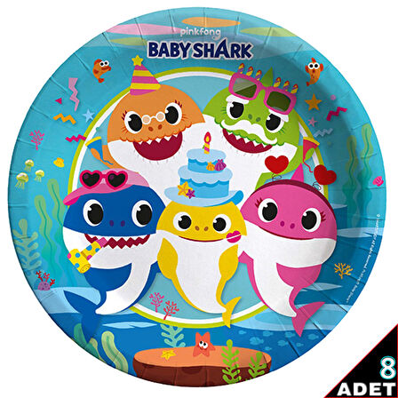 Baby Shark Karton Tabak - 23cm x 8 Adet