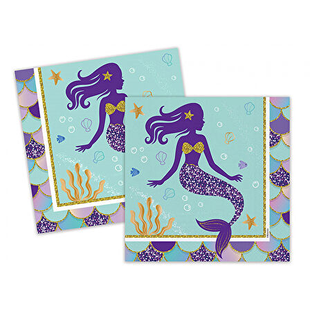 Pırıltılı Deniz Kızı Peçete - 16 Adet