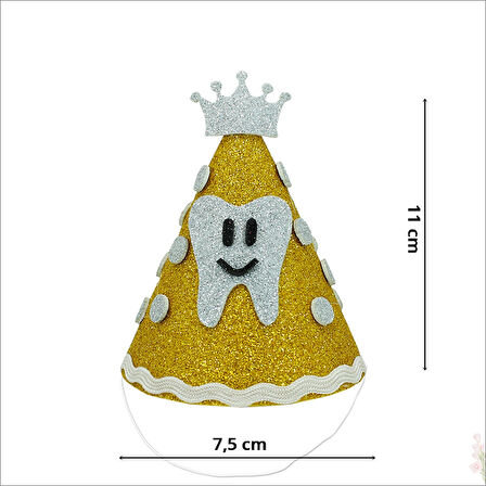 İlk Diş Simli Eva Külah Şapka - Altın