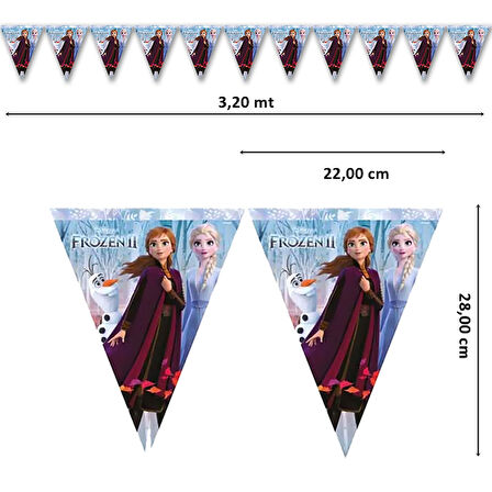 Frozen II Üçgen Bayrak Flama - 3,20 mt.