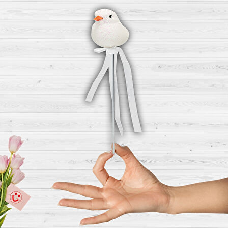 Kuş Çubuk 21 cm x 4 cm, Beyaz - 1 Adet