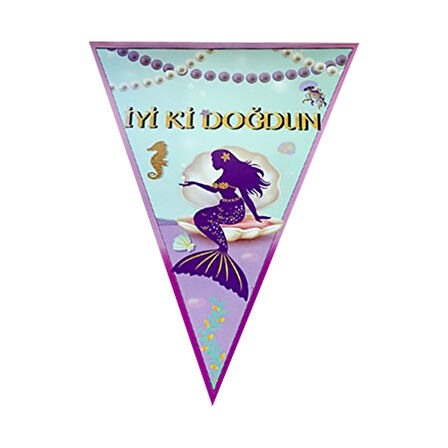 Deniz Kızı İyiki Doğdun Üçgen Bayrak Flama - 2,00 mt.