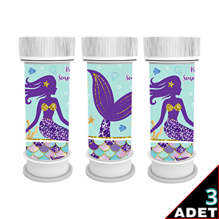 Pırıltılı Deniz Kızı Köpük Baloncuk - 3 Adet