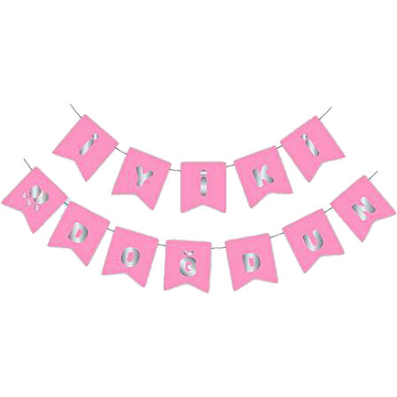 İyiki Doğdun Uzar Yazı, Gümüş Baskılı - Pembe