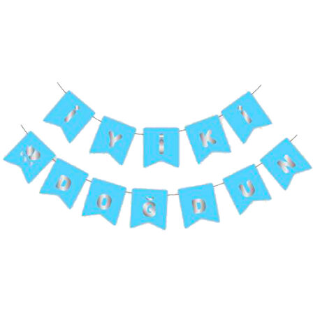 İyiki Doğdun Uzar Yazı, Gümüş Baskılı - Mavi