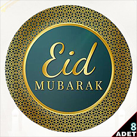 Eid Mubarak 22cm Karton Tabak - 8 Adet طبق كرتون عيد مبارك 