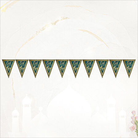 Eid Mubarak Üçgen Bayrak Flama - 2 mt