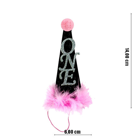 1 Yaş Ponponlu One Kukuleta, 14cm x 6cm - Pembe